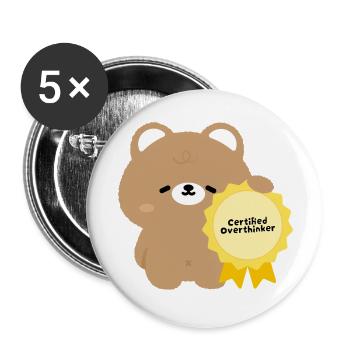 Kawaii Bear zertifizierter Überdenker - Buttons klein 25 mm (5er Pack) - Weiß - Vorne