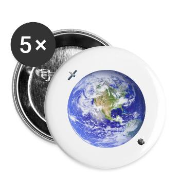 Planet Erde - Buttons klein 25 mm (5er Pack) - Weiß - Vorne
