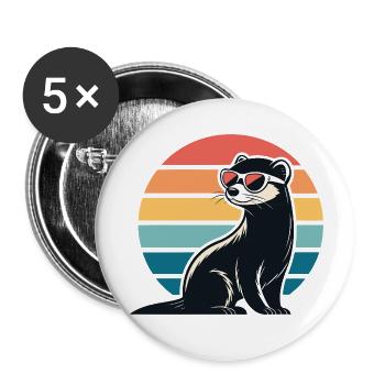 Furet rétro au soleil - Lot de 5 petits badges (25 mm) - blanc - Devant