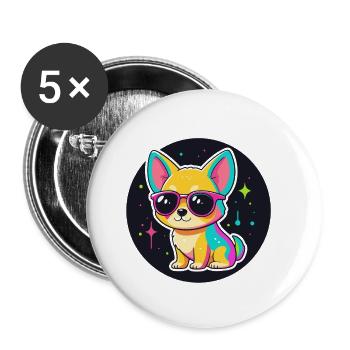 Dog Cosmos Neonbrille - Buttons klein 25 mm (5er Pack) - Weiß - Vorne