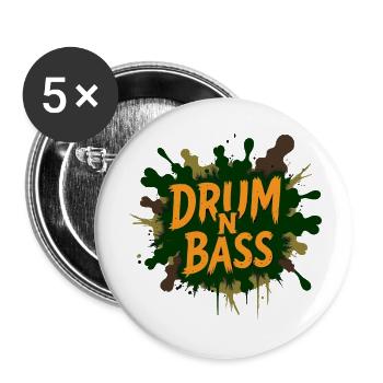 Drum N Bass Splash - Buttons klein 25 mm (5er Pack) - Weiß - Vorne