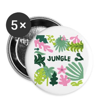 Jungle Tropical Leaves Pattern Nature Design - Buttons small 1''/25 mm (5-pack) - white - Front