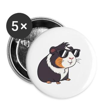 Meerschweinchen-Gläser - Buttons klein 25 mm (5er Pack) - Weiß - Vorne
