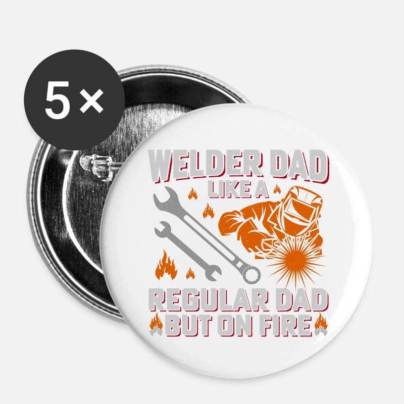 Conception de puissance de feu du Père Soudeur - Lot de 5 petits badges (25 mm) - blanc