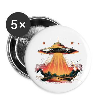 UFO-Lichtbogen über Gebirge - Buttons klein 25 mm (5er Pack) - Weiß - Vorne
