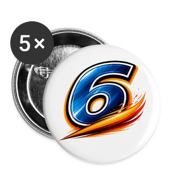 Numéro 6 Maillot de football Milieu de terrain - Lot de 5 petits badges (25 mm) - blanc - Devant