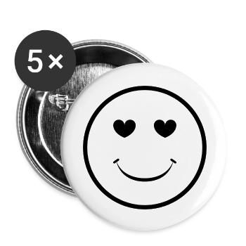 Heart Eye Smile Face - Buttons small 1''/25 mm (5-pack) - white - Front