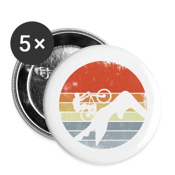 Dessin vintage de VTT - Lot de 5 petits badges (25 mm) - blanc - Devant