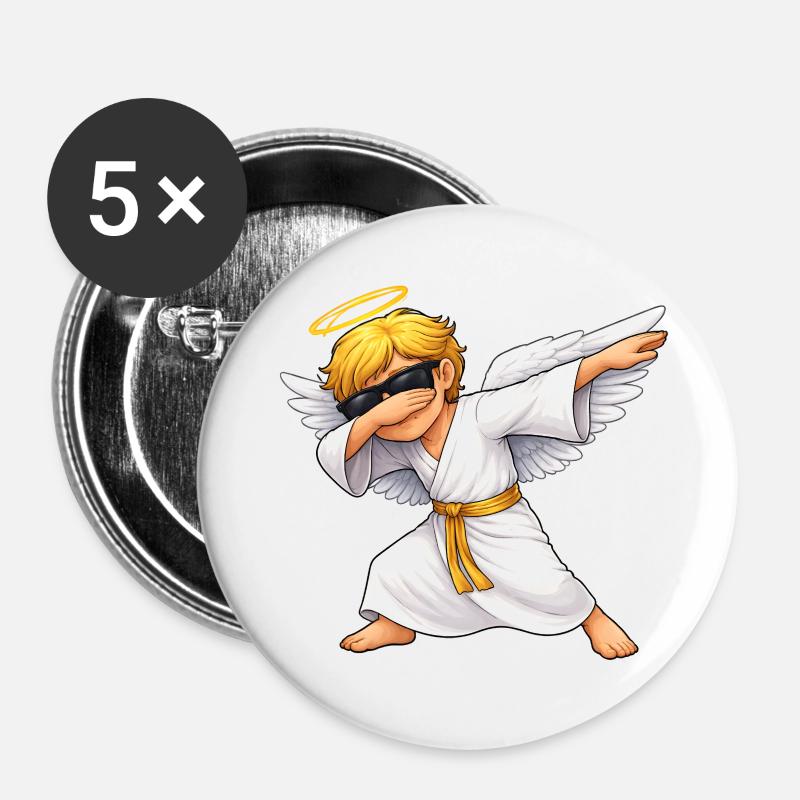 Dabbing Engel - Buttons klein 25 mm (5er Pack) - Weiß