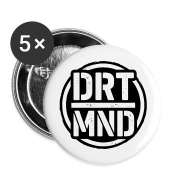 DRTMND, T-shirt de la région Ruhr Dortmund Street Art Area, Sac - Lot de 5 petits badges (25 mm) - blanc - Devant
