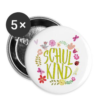 Schulkind Blumenkranz  - Buttons klein 25 mm (5er Pack) - Weiß - Vorne