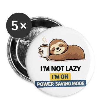 Sloth Power Saving Mode Tee - Buttons small 1''/25 mm (5-pack) - white - Front
