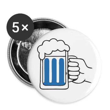Tenir la main une chope de bière Santé - Lot de 5 petits badges (25 mm) - blanc - Devant