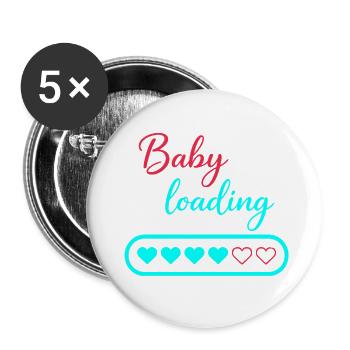 Baby Loading Neon Hearts - Buttons klein 25 mm (5er Pack) - Weiß - Vorne
