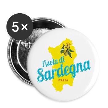 Sardinien Olive Italien Insel Vintage Souvenir - Buttons klein 25 mm (5er Pack) - Weiß - Vorne