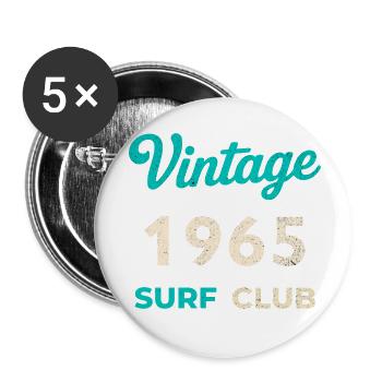 Cadeau rétro vintage de l’année de naissance du Surf Club 1965 - Lot de 5 petits badges (25 mm) - blanc - Devant