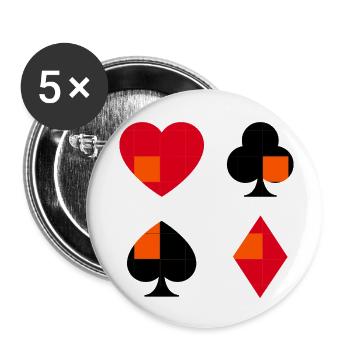 Sammlung geometrischer Kartenanzüge - Buttons klein 25 mm (5er Pack) - Weiß - Vorne