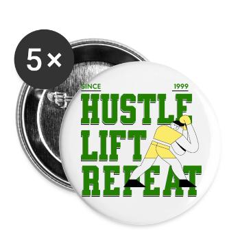 Hustle Lift Repeat – Gym Lifestyle - Buttons small 1''/25 mm (5-pack) - white - Front