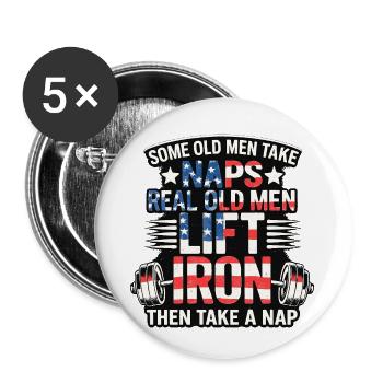 Alte Männer Amerika Fitness Joke  - Buttons klein 25 mm (5er Pack) - Weiß - Vorne