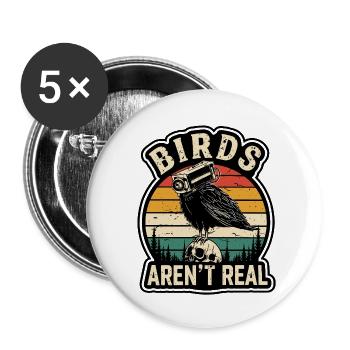 Théorie du complot Les oiseaux sont des drones chantent - Lot de 5 petits badges (25 mm) - blanc - Devant