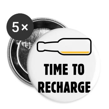 Time To Recharge (Bier / Bierchen / POS 2C) - Buttons klein 25 mm (5er Pack) - Weiß - Vorne