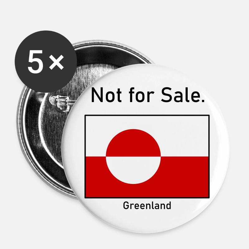 Non à vendre - Drapeau du drapeau du Groenland de Grönland - Lot de 5 petits badges (25 mm) - blanc