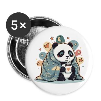 Kuschelpanda unter Wolkendecke - Buttons klein 25 mm (5er Pack) - Weiß - Vorne