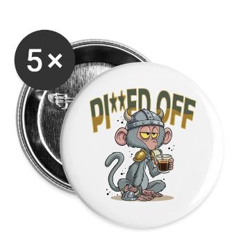 Monkey_1 - Buttons klein 25 mm (5er Pack) - Weiß - Vorne
