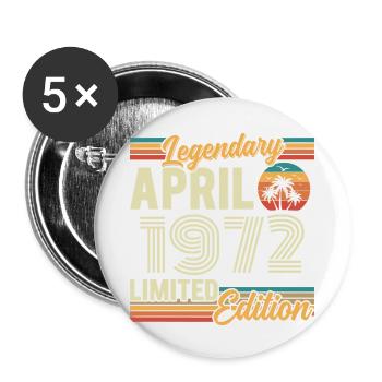 Avril 1972 Cadeau 54e Anniversaire - april 1972  - Lot de 5 petits badges (25 mm) - blanc - Devant