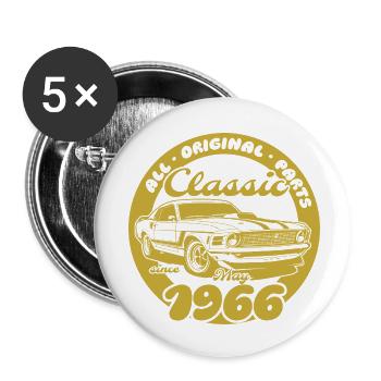 60e anniversaire - Muscle Car Classique 05/1966 - Lot de 5 petits badges (25 mm) - blanc - Devant