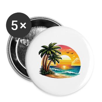 Palm Beach Sunset - Buttons small 1''/25 mm (5-pack) - white - Front