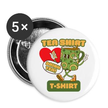 Teehemd-T-Shirt – Für Teeliebhaber - Buttons klein 25 mm (5er Pack) - Weiß - Vorne