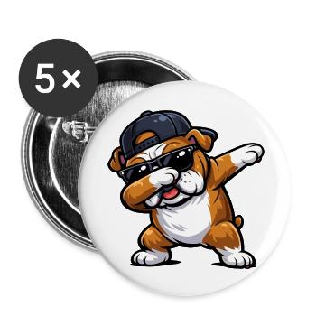 Dabbing Bulldog - Buttons small 1''/25 mm (5-pack) - white - Front