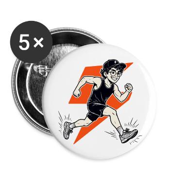 Cooles Laufshirt Blitz Runner Motiv für Sportler - Buttons klein 25 mm (5er Pack) - Weiß - Vorne