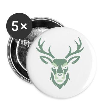 Hirschkopf  - Buttons klein 25 mm (5er Pack) - Weiß - Vorne