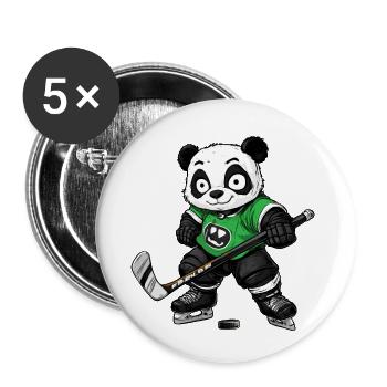 Eishockeyspieler Panda - Buttons klein 25 mm (5er Pack) - Weiß - Vorne