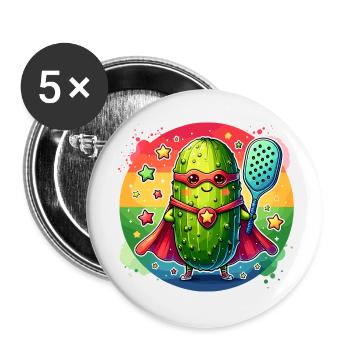 Pickleball Superheld Helden Gurke Paddle - Buttons klein 25 mm (5er Pack) - Weiß - Vorne