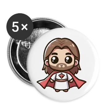 Niedlich Jesus Christus Superheld Kirche Held - Buttons klein 25 mm (5er Pack) - Weiß - Vorne