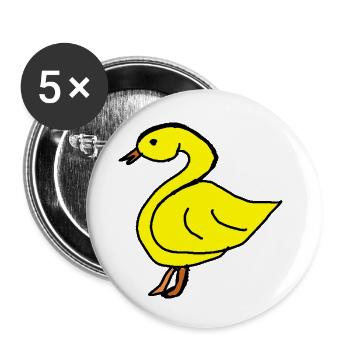 Yellow Duck Silhouette Black - Buttons small 1''/25 mm (5-pack) - white - Front