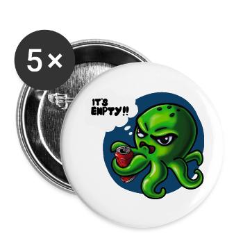 Grumpy Kraken - Lot de 5 petits badges (25 mm) - blanc - Devant
