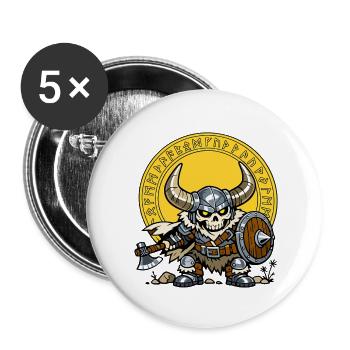 Viking Skull - Buttons small 1''/25 mm (5-pack) - white - Front