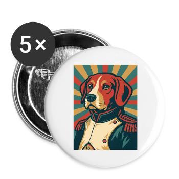 Hund General Retro Poster Stil Vintage Design - Buttons klein 25 mm (5er Pack) - Weiß - Vorne