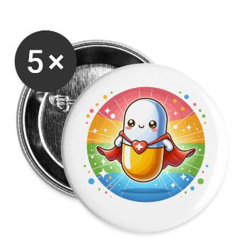 Superhelden-Pille Medizin Arzt Krankenschwester - Buttons klein 25 mm (5er Pack) - Weiß - Vorne