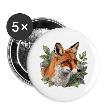 Botanischer Fuchs - Buttons klein 25 mm (5er Pack) - Weiß - Vorne