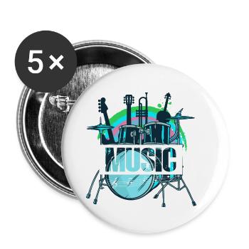 Vibrant Drum Set Splash - Buttons small 1''/25 mm (5-pack) - white - Front