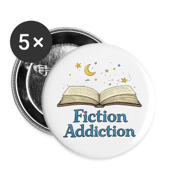 Livre ouvert de l’addiction à la fiction - Lot de 5 petits badges (25 mm) - blanc - Devant