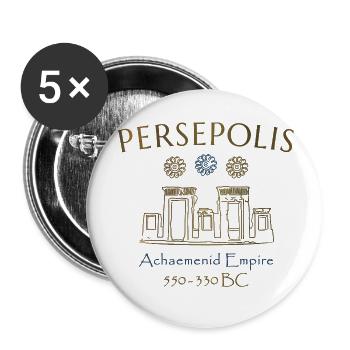 Iran, ruines perses de Persépolis, dessin - Lot de 5 petits badges (25 mm) - blanc - Devant