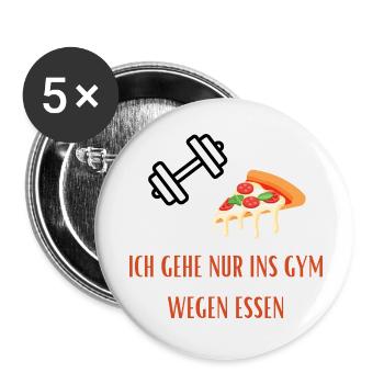 Pizza Slice Gym Spruch - Lustiger Gym/Essen Spruch - Buttons klein 25 mm (5er Pack) - Weiß - Vorne