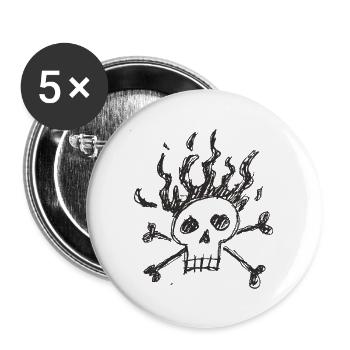Flame Skull - Buttons small 1''/25 mm (5-pack) - white - Front