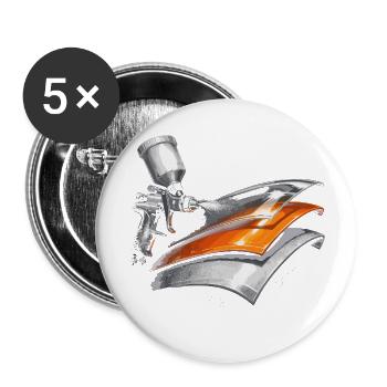 Peintre de véhicules Peintre de voitures Peintre - Lot de 5 petits badges (25 mm) - blanc - Devant